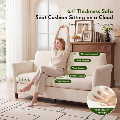 70" Modern Corduroy Loveseat Sofa Couch,Beige7