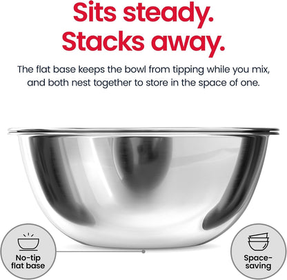 Large Mixing Bowl, 8 Quart Stainless Steel Bowl, 2 Pack7