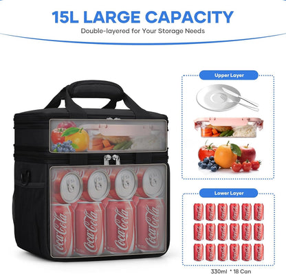 Insulated Lunch Bag, Portable Double Deck Lunch Box for Men Women3