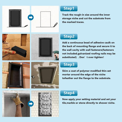 Ready Tile Shower Niche Shelf 17"X25"X4"（Inside 14"X22"） - - Water and Leak Proof Large Wall Niche Insert6