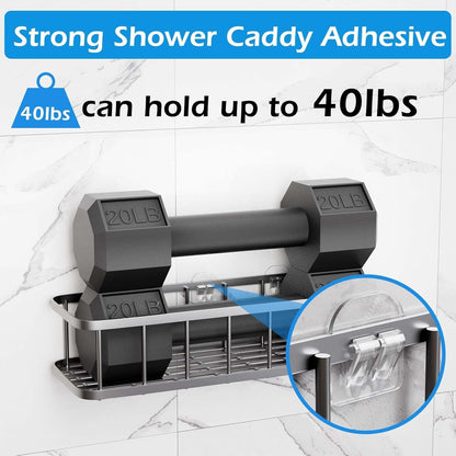 12 Pack Shower Caddy Adhesive Replacement, Shower Adhesive Strips, Strong Adhesive Hooks, Waterproof Sticker, No Drilling, for Bathroom Shelf and Kitchen Racks3