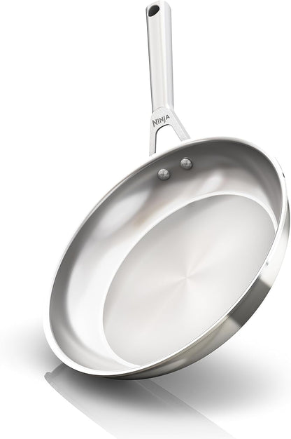 Ninja® Everclad 10.25" Fry Pan, Tri-Ply, Stainless, C90026 | Tri-Ply: 18/10 Stainless, Pure Aluminum Core. No Warping, Hot Spots. All Stovetops & Induction Compatible. Oven Safe to 600°F1