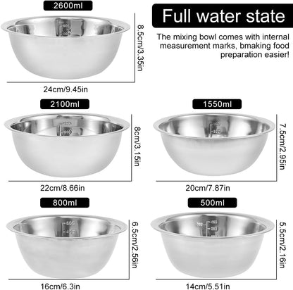 5 Pack Stainless Steel Nesting Mixing Bowls (Lids Not Included)3