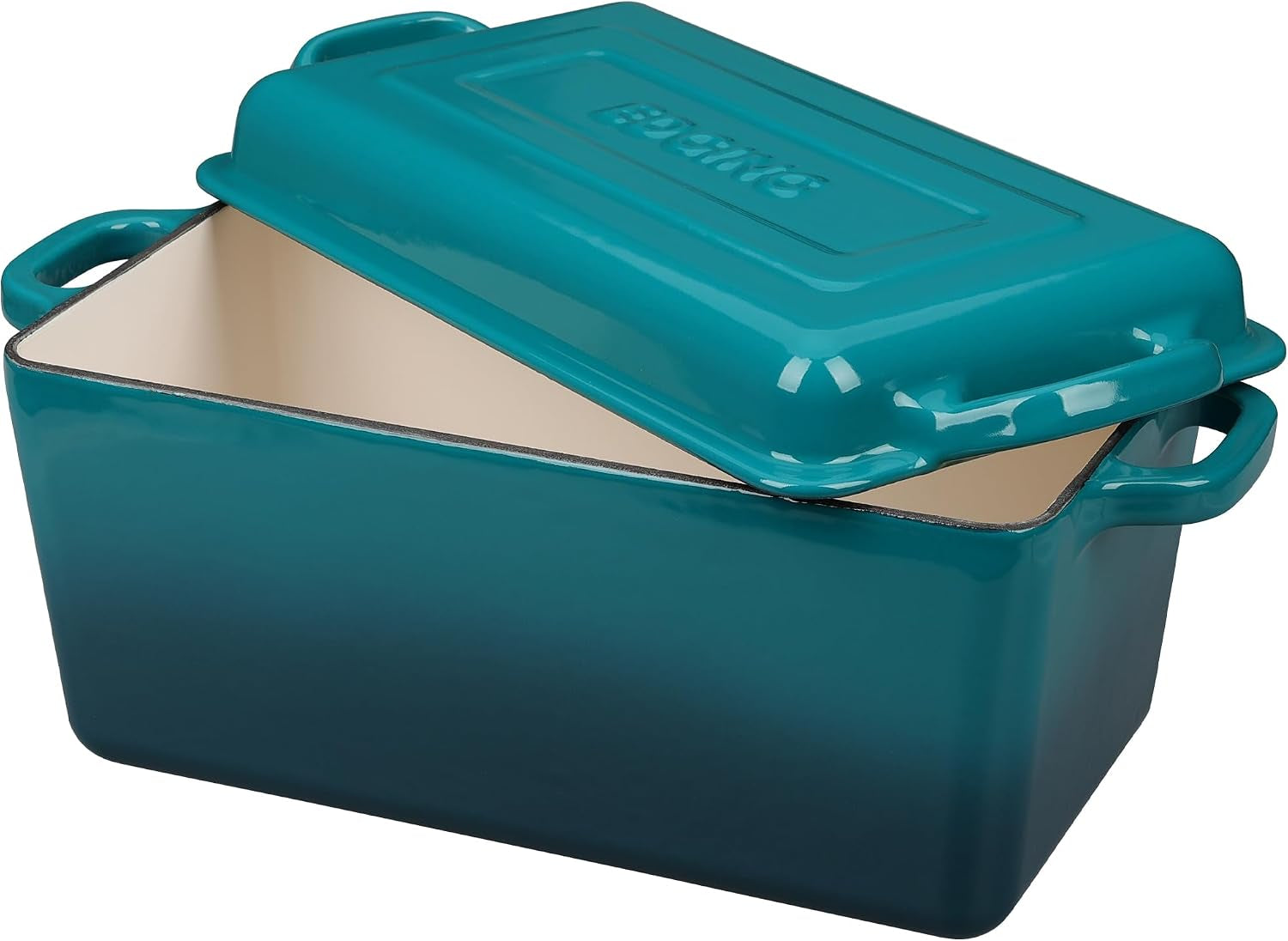 enameled-cast-iron-dutch-oven-oblong-bread-oven-for-sourdough-bread-baking-baking-pan-dual-handles-oven-safe-4-quart-darkcyan