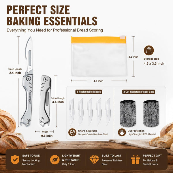 Foldable Bread Lame, Stainless Steel Sourdough Scoring Tool2