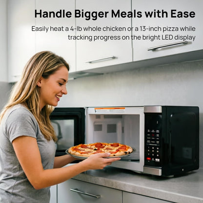 Countertop Microwave Oven 1000 Watts, Digital Ovens 1.1 Cu. Ft with 10 Power Levels, 6 One-Touch Presets, Express Cooking, Eco Mode, Child Lock, Easy Clean, Large Capacity, Black6