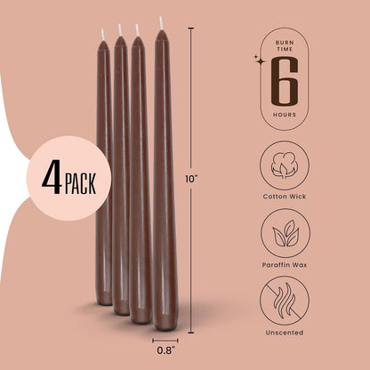 Brown Taper Candles for Fall & Thanksgiving, 4 Pack, Unscented2