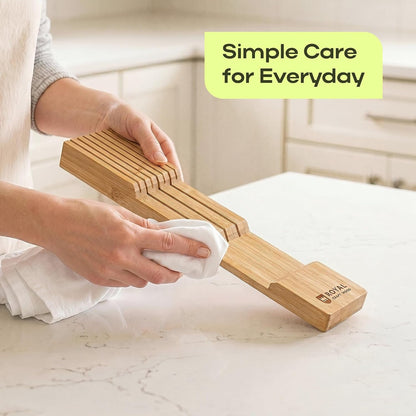 Bamboo In-Drawer Knife Block for 7 Knives (Not Included) – Premium Drawer Knife Organizer Insert, Kitchen Knife Holder for Safe Knife Storage, Compact Kitchen Organization & Drawer Storage7