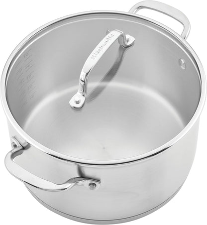 Kitchenaid Stainless Steel 3-Ply Base Cookware Induction Pots and Pans Set, 10-Piece, Brushed Stainless Steel13