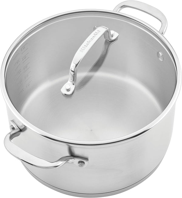Kitchenaid Stainless Steel 3-Ply Base Cookware Induction Pots and Pans Set, 10-Piece, Brushed Stainless Steel13