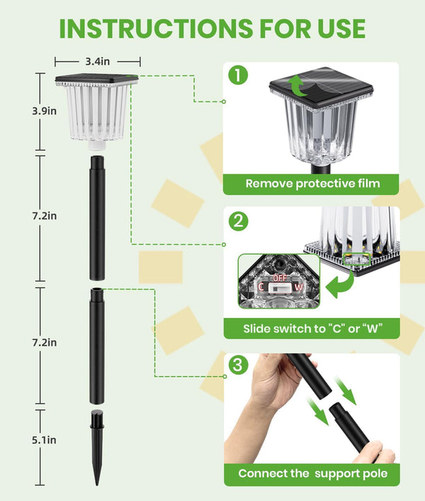 Solar Pathway Lights, 8 Pack, 42.9 Lm, IP657