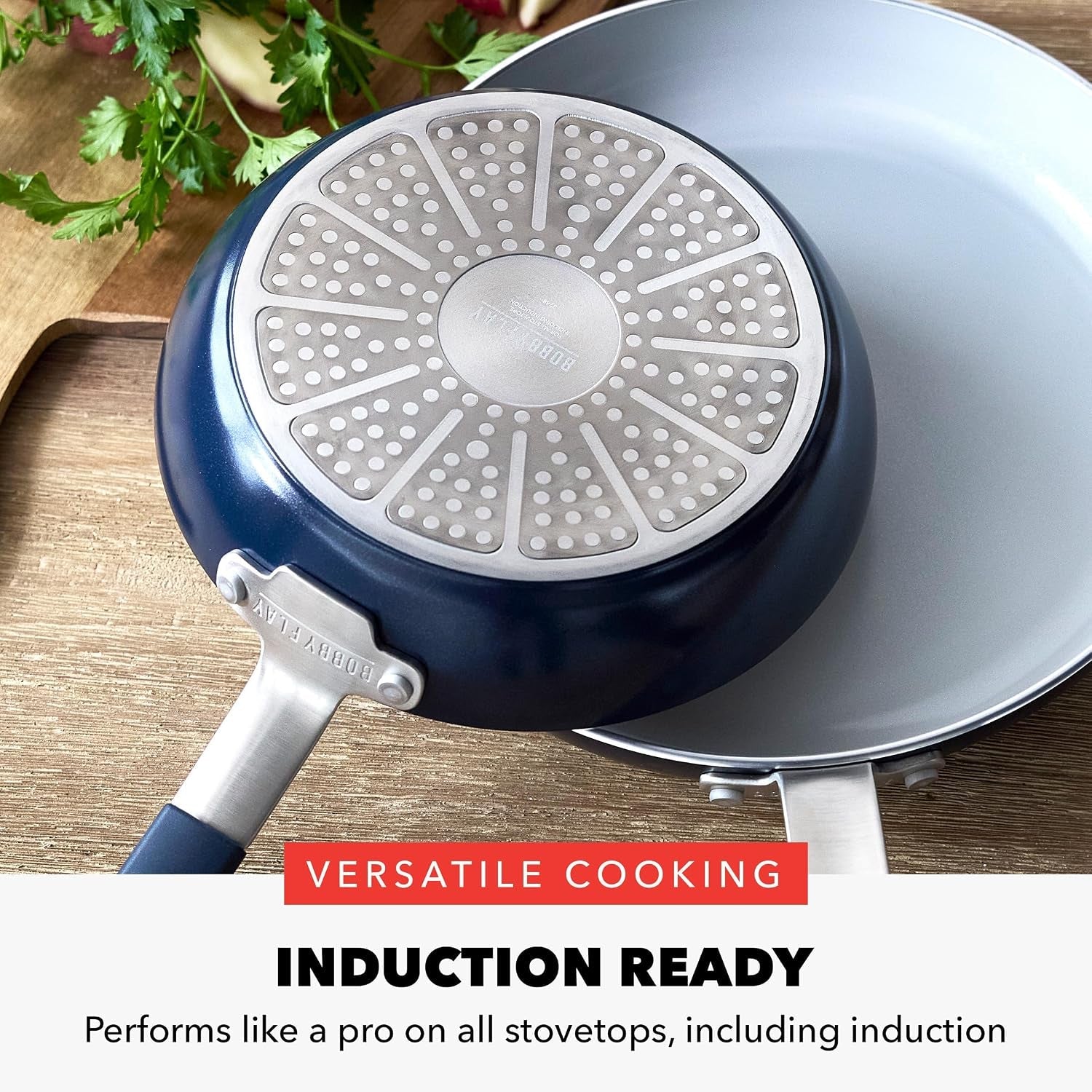 x-bobby-flay-13-piece-nonstick-cookware-pots-and-pans-set-pfas-free-diamond-ceramic-induction-suitable-easy-clean-dishwasher-oven-safe-stay-cool-silicone-handles-glass-lids-navy-blue