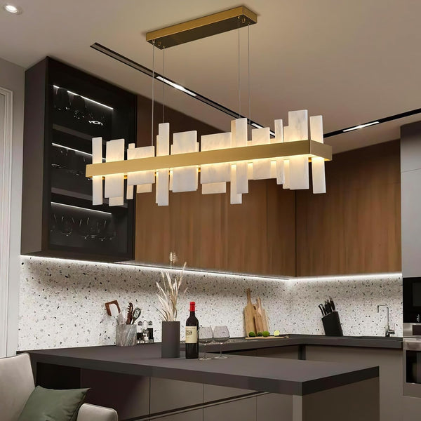 46.8 Inch Modern Adjustable Alabaster Rectangle Chandelier6