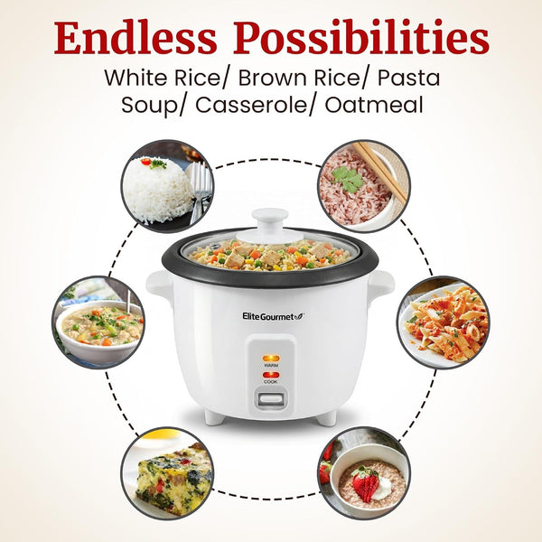 Rice Cooker & Steamer, Non-Stick Pot, White, 6 Cups Cooked | Includes Steam Tray - Keep Warm - 3 Cups Uncooked - Also Makes Soups, Stews, Grains and Cereals8