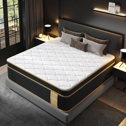 Luxury California King Mattress 12 Inch, Hotel Collection Hybrid Gel Memory Foam Mattress Cal King Size Bed in a Box, Pressure & Back Pain Relief, 7-Zone Pocket Springs, Lumbar & Hip Support2