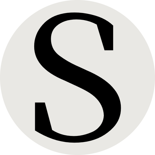 Black letter 'S' on a white background