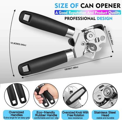 Ergonomic Manual Can Opener with Magnet Lift, Smooth Edge