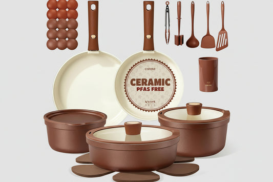 22-Piece Ceramic Cookware Set w/ Removable Handles Induction