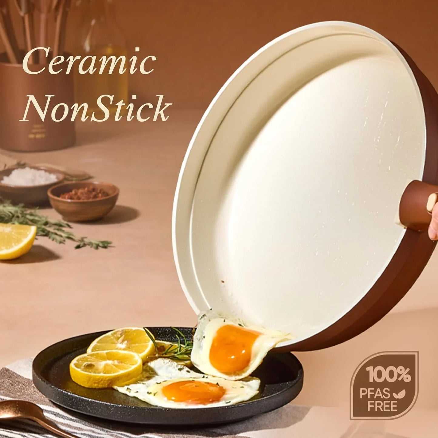 22-Piece Ceramic Cookware Set w/ Removable Handles Induction