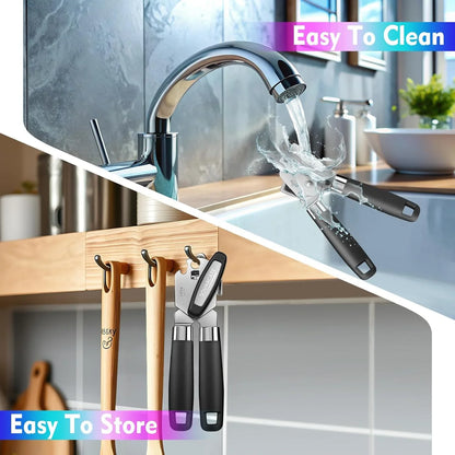 Ergonomic Manual Can Opener with Magnet Lift, Smooth Edge