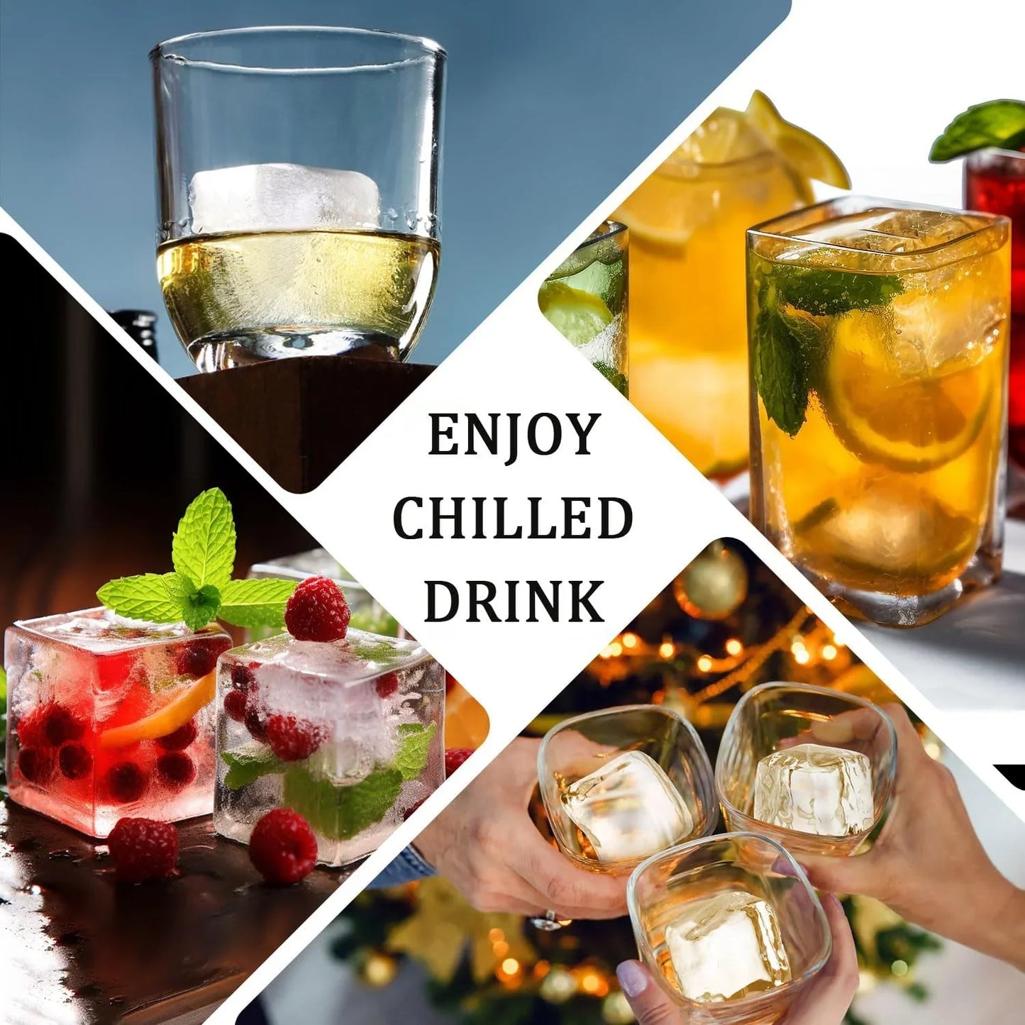 2-Pack Large Ice Cube Trays with Lids, 2-Inch Cubes