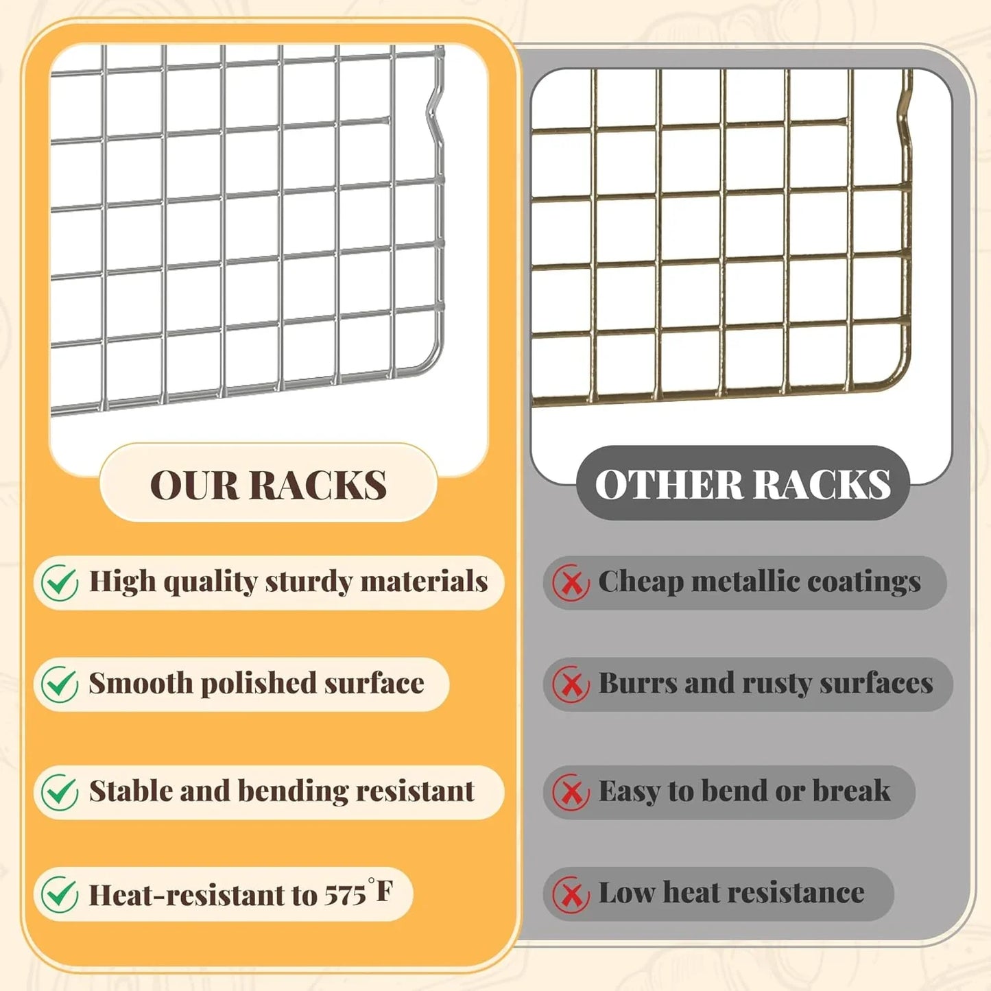 2-Pack Cooling Racks (10x15) Stainless Steel, Oven Safe