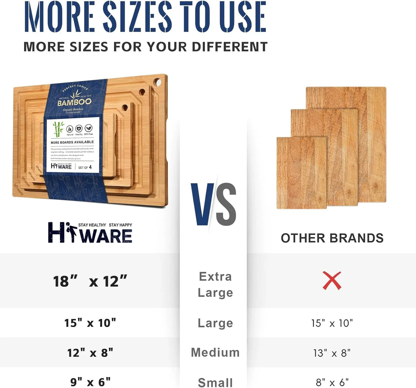 4-Piece Extra Large Bamboo Cutting Board Set w/ Juice Groove