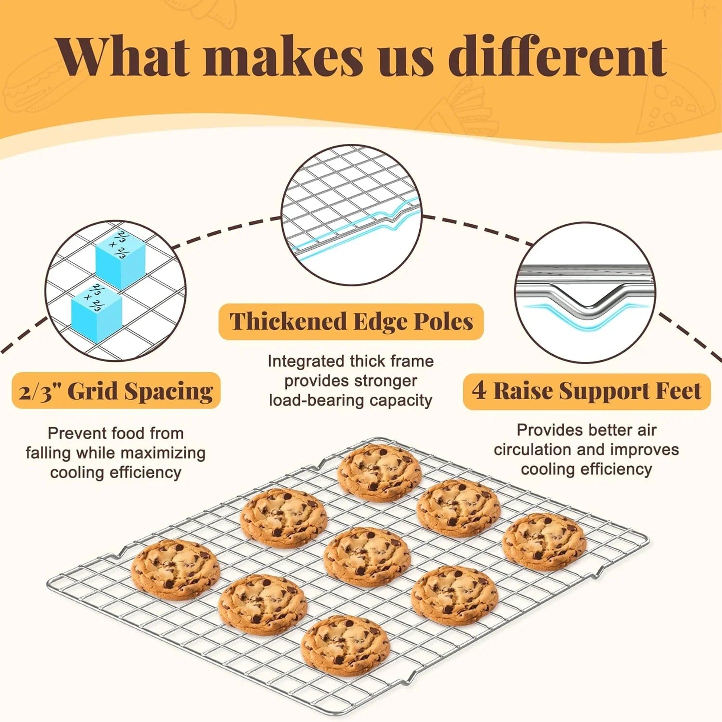 2-Pack Cooling Racks (10x15) Stainless Steel, Oven Safe