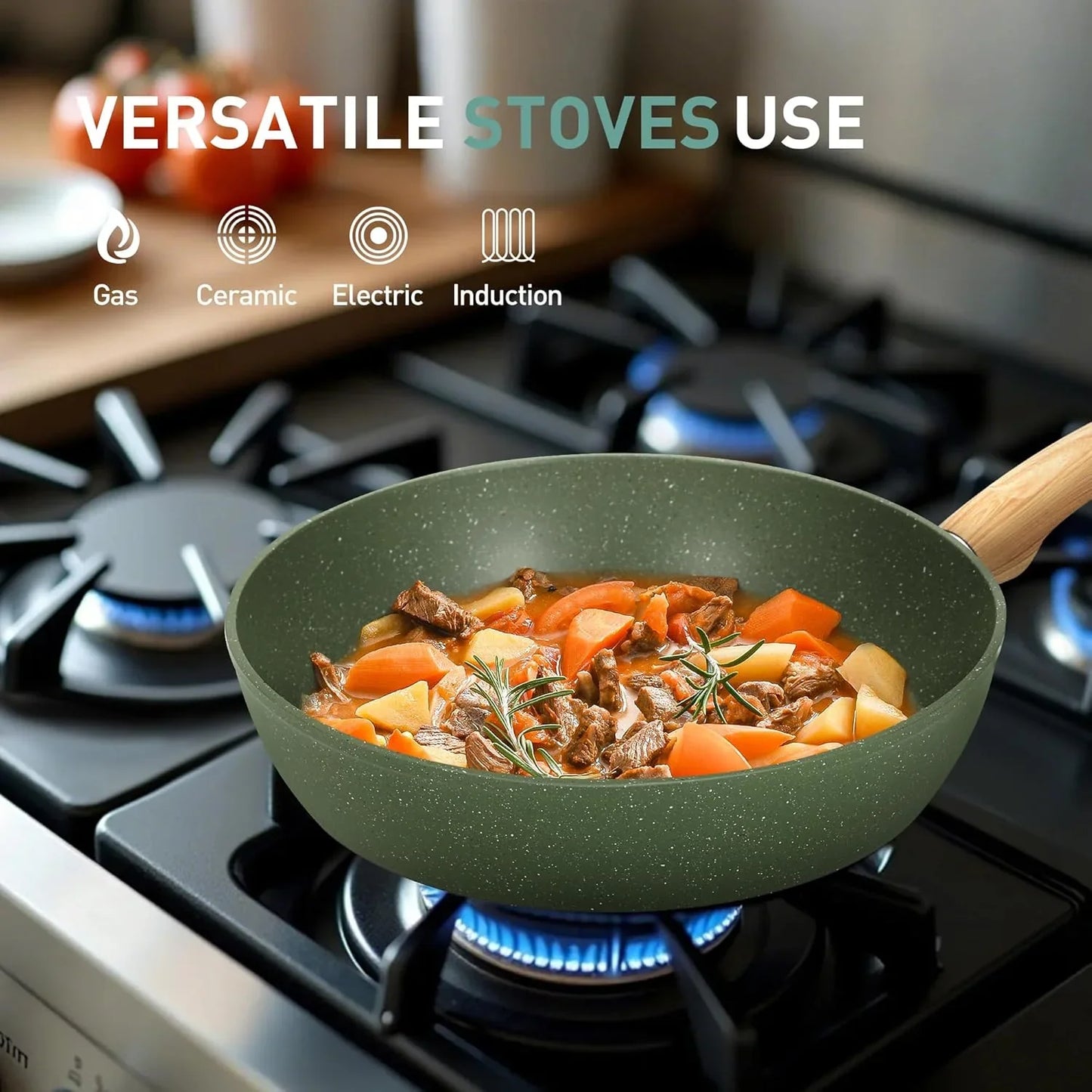 30-Piece Nonstick Granite Cookware & Bakeware Set, Green