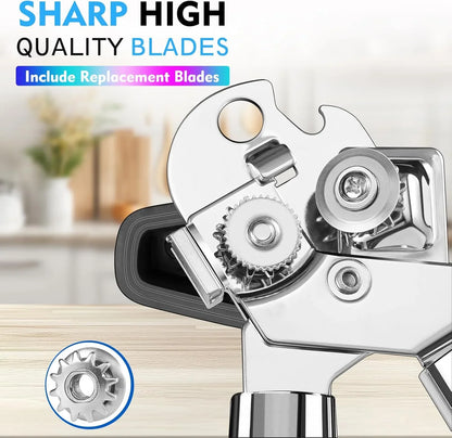 Ergonomic Manual Can Opener with Magnet Lift, Smooth Edge
