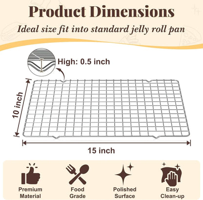 2-Pack Cooling Racks (10x15) Stainless Steel, Oven Safe