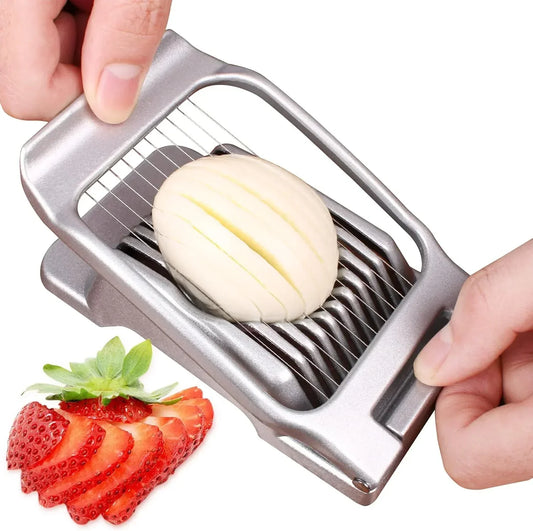 Heavy Duty Egg Slicer, Aluminum Egg Cutter w/ Steel Wires