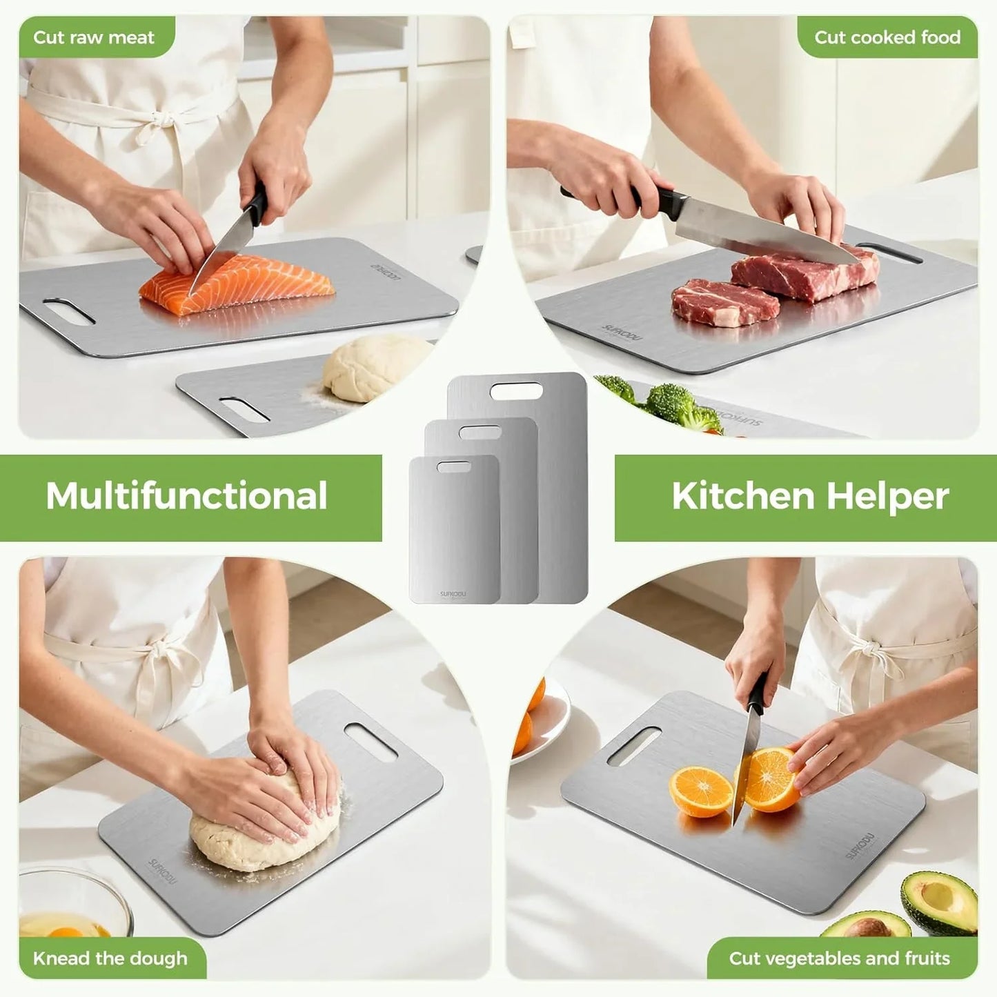3-Piece Titanium Cutting Board Set, Double-Sided S/M/L