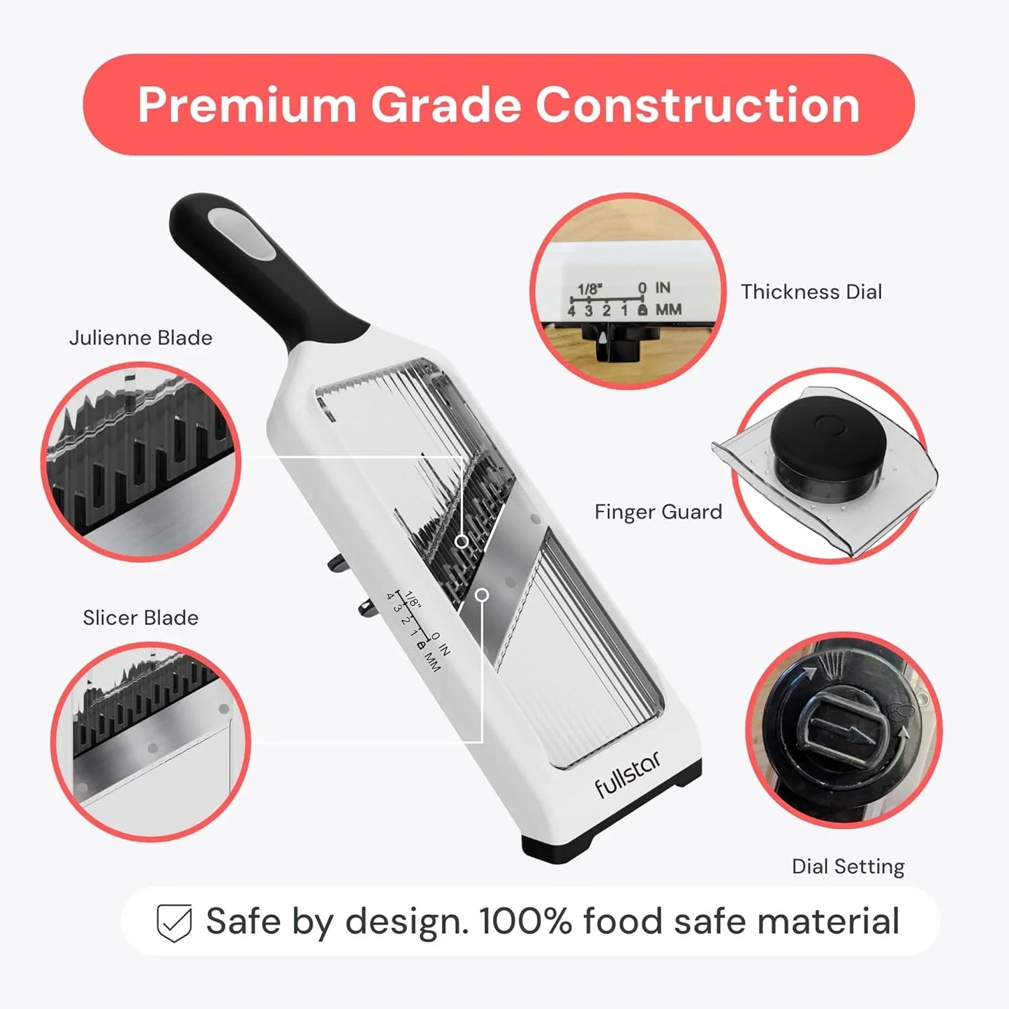 2-in-1 Handheld Mandoline Slicer, Adjustable + Julienne