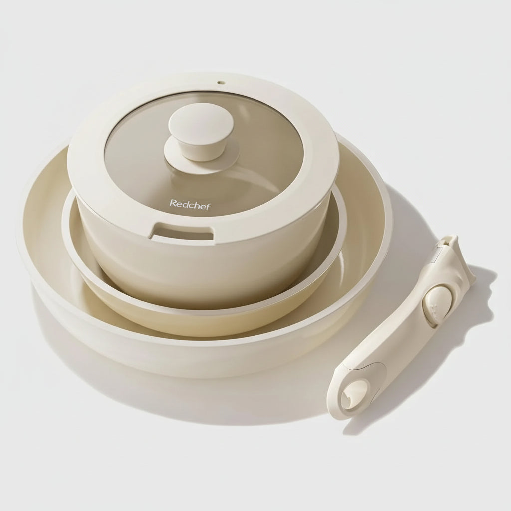 PFAS-Free Ceramic Cookware Set w/ Detachable Handle