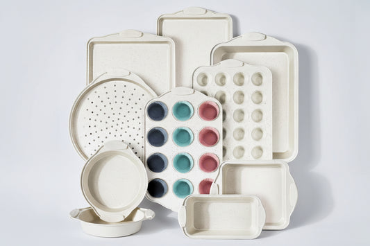 22-Piece Nonstick Bakeware Set, Stackable + Silicone Handles