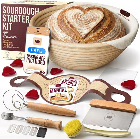 Sourdough Starter Kit w/ 9" Banneton + Silicone Bread Sling