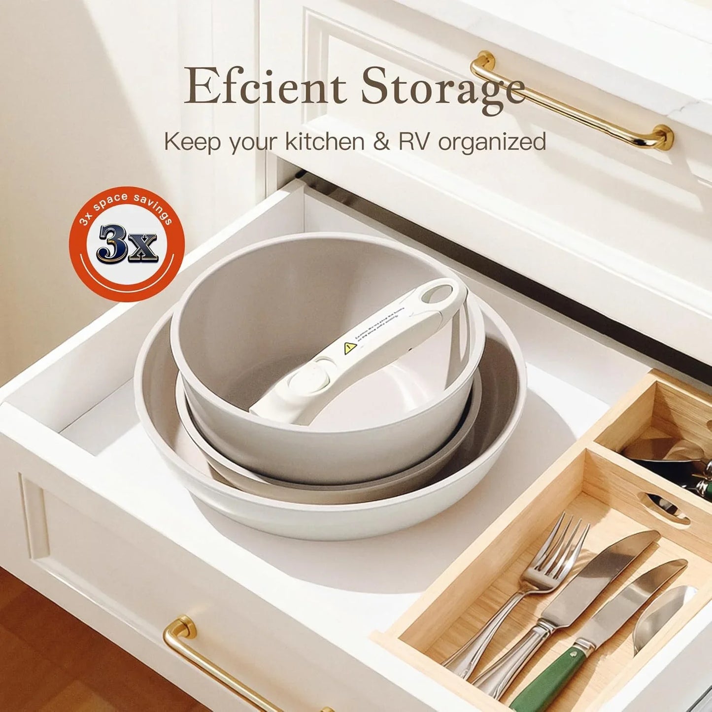 PFAS-Free Ceramic Cookware Set w/ Detachable Handle