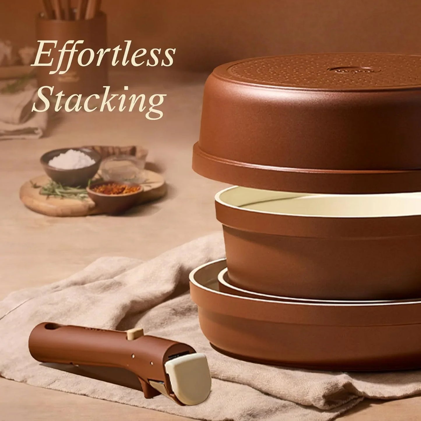 22-Piece Ceramic Cookware Set w/ Removable Handles Induction