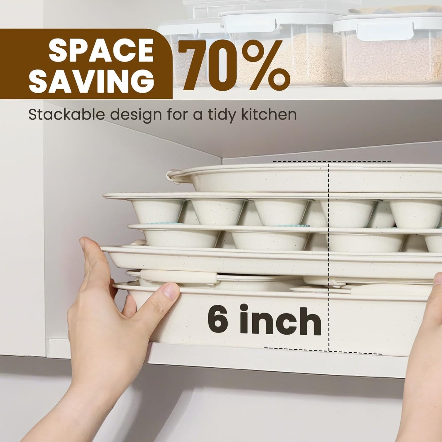 22-Piece Nonstick Bakeware Set, Stackable + Silicone Handles