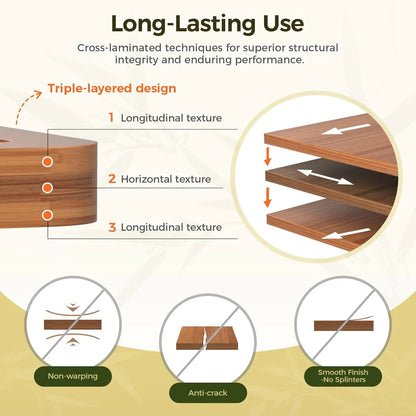 3-Piece Bamboo Cutting Board Set w/ Juice Grooves & Handles