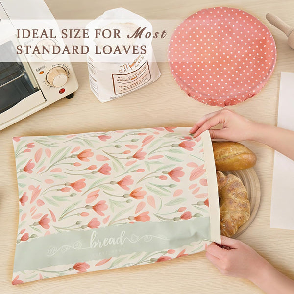 Beeswax Bread Bag and Bowl Cover Set, Reusable Beeswax Bread Bag for Sourdough and Homemade Bread, Natural Lined Cotton Bowl Cover for Dough Proofing, Perfect for Baking and Storage3