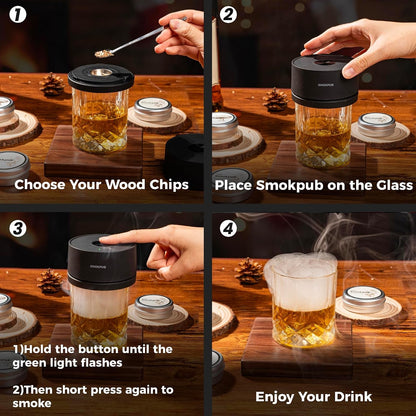 Electric Whiskey Smoker Kit, Cocktail Smoker with Heating System | No Butane Needed, 6 Wood Chips for Old Fashioned Drink Smoker Kit, Ideal Bourbon Whiskey Gift for Men, Dad and Husband7