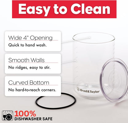 Sourdough Starter Jar (32Oz) 100% Dishwasher Safe, Measurement Markings, Height Marker & Loose-Fitting Lid That Prevents Pressure Buildup (Durable Glass Jar, Bpa-Free)3