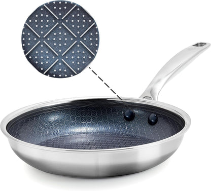 Hybrid 8" Stainless Steel Nonstick Frying Pan | Pfas-Free Ceramic Nonstick Skillet, Diamond Bond Powerful Searing, Induction & All Cooktop Ready, Dishwasher and Oven Safe1
