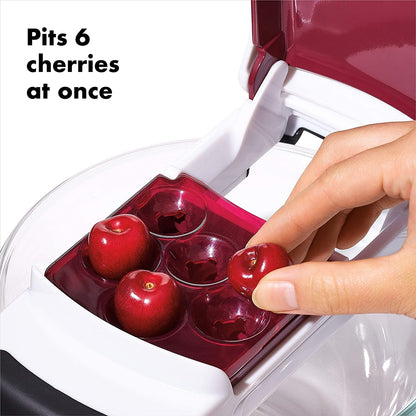 OXO Good Grips Quick Release Multi Cherry Pitter | Pits 6 Cherries at Once, Fits Different Sized Bowls, Mess Free, Dishwasher Safe3