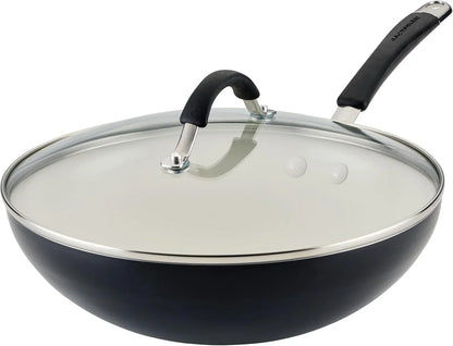 Cucina Ceramic Nonstick Stir Fry Pan and Lid, 11 Inch Non Stick Wok Pan, Dishwasher Safe - Peppercorn1