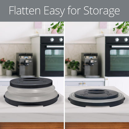 Magnetic Microwave Splatter Cover - 12-Inch Collapsible - Black | High Power, Stronger Magnetic Grip, Bpa-Free Lid, Vented Plate Guard with Steam Vents, Dishwasher Safe, Space-Saving Storage6