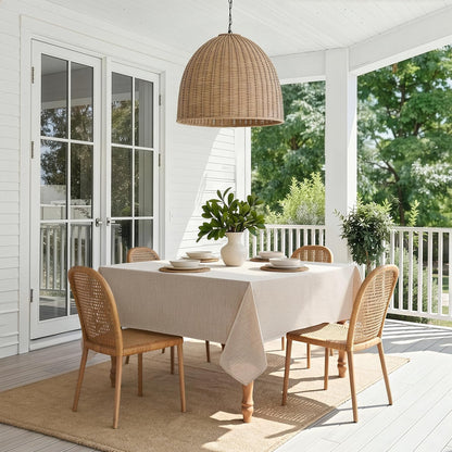 Linen Textured 54 Inch Square Tablecloth Ivory7