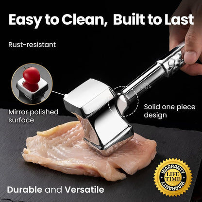 Classic Meat Tenderizer Tool, Non-Slip Grip Lifetime Replace | Dual-Sided Heavy-Duty Design for Effortless Tenderizing of Steak,Chicken and Poultry , Dishwasher Safe, Lifetime Replacement4